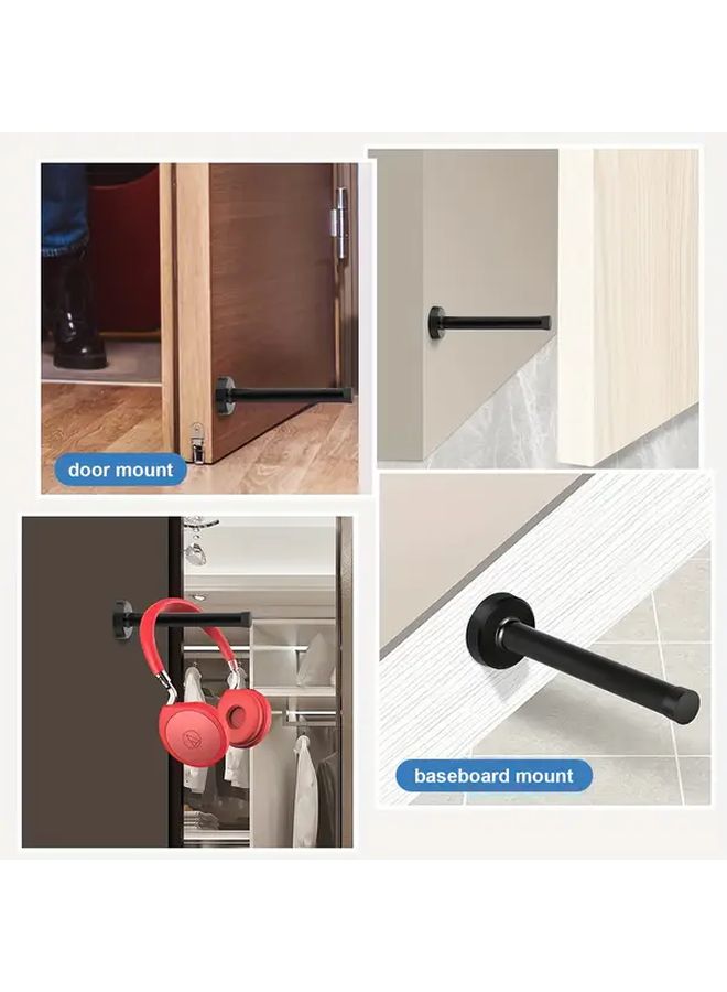 Black Stainless Steel Door Stop with Rubber Buffer and Fixing Device 5 91inch - Image 2