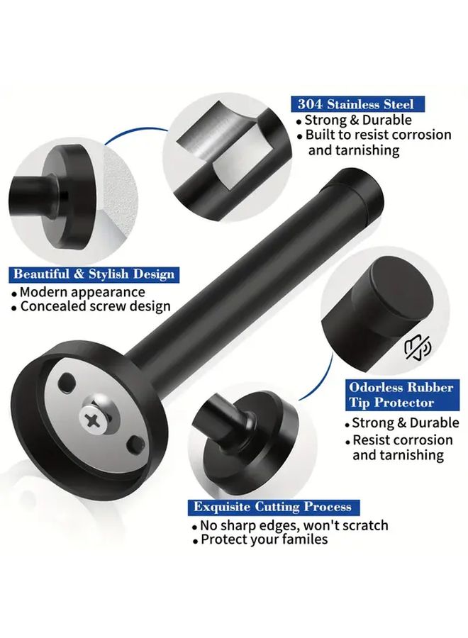 Black Stainless Steel Door Stop with Rubber Buffer and Fixing Device 5 91inch - Image 5