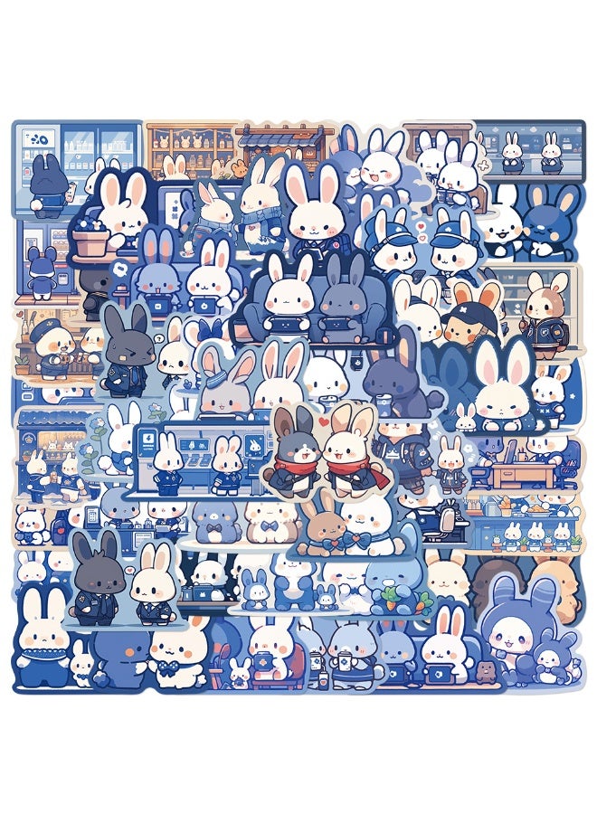 NIBEMINENT 50 Pcs Blue Rabbit Deco Kit Waterproof Stickers, High Definition Printing Bright Colors, Suitable for Laptop Skateboard Luggage Water Bottle Guitar DIY - Image 1