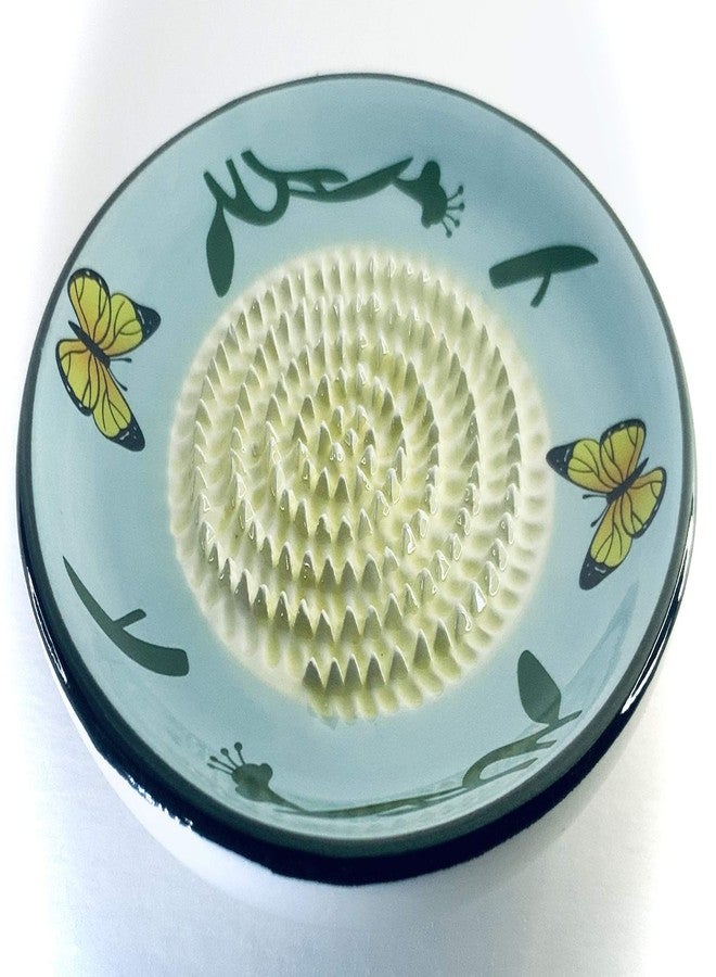 BonCera, All-in-one Premium Ceramic Garlic Grater Plate 4-Piece Set - Butterfly Design, Classic Style - For Garlic, Ginger, Chocolate, and more! - Comes with 5.25" Plate, Peeler, Brush, and Stand - Image 5