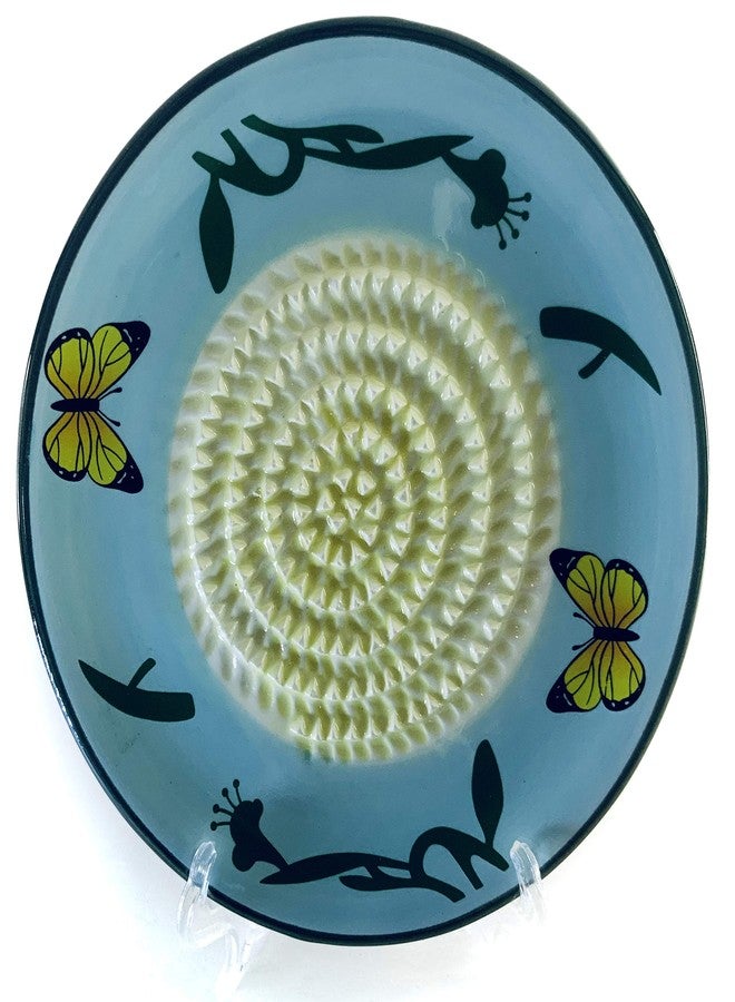 BonCera, All-in-one Premium Ceramic Garlic Grater Plate 4-Piece Set - Butterfly Design, Classic Style - For Garlic, Ginger, Chocolate, and more! - Comes with 5.25" Plate, Peeler, Brush, and Stand - Image 4