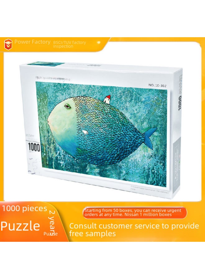 Wooden Jigsaw Puzzle 1000 Pieces Adult Intelligence Puzzle Children's Toy Manufacturers Diy Spot Wholesale-Color:10-070 Nine-Life Cat - Image 2