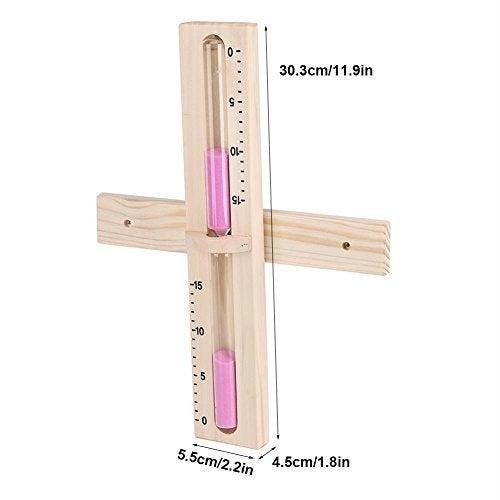 Hztyyier Sauna Hourglass Sand Timer 15 Min Wooden Sauna Sand Timer Wall-Mounted Rotating Hourglass Room Glass Clock Rotating Heat Wooden Hour Glass Sandglass with Sands - Image 2