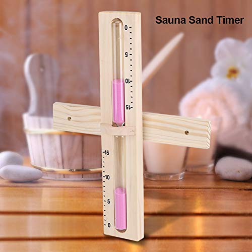 Hztyyier Sauna Hourglass Sand Timer 15 Min Wooden Sauna Sand Timer Wall-Mounted Rotating Hourglass Room Glass Clock Rotating Heat Wooden Hour Glass Sandglass with Sands - Image 4
