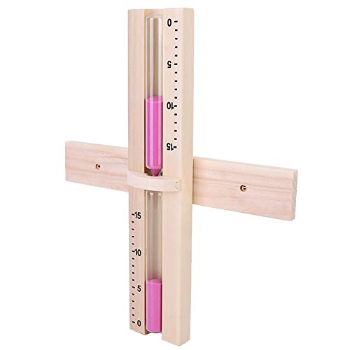 Hztyyier Sauna Hourglass Sand Timer 15 Min Wooden Sauna Sand Timer Wall-Mounted Rotating Hourglass Room Glass Clock Rotating Heat Wooden Hour Glass Sandglass with Sands - Image 1