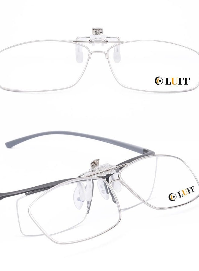 LUFF 2-Pack Anti-Blue Clip On Reading Glasses Can Flipped Reader for Women/Men, Silver, 2.5X - Image 1