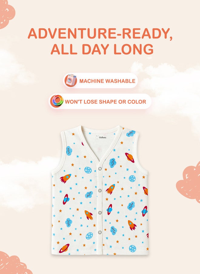 Kidbea سترة جابلا للأطفال من كيدبيا بطبعة فضائية - تصميم مريح بدون أكمام - Image 3