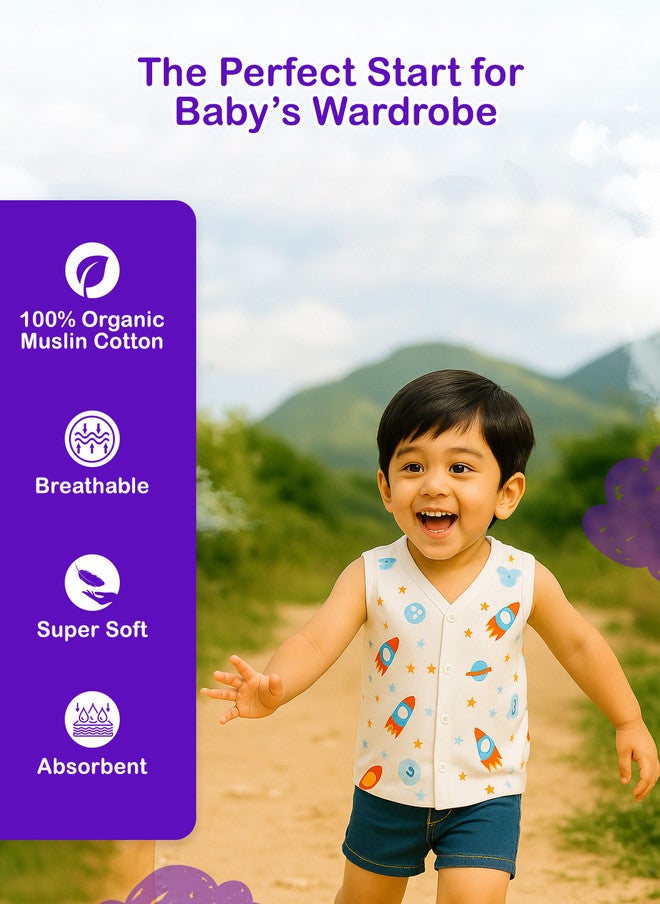 Kidbea سترة جابلا للأطفال من كيدبيا بطبعة فضائية - تصميم مريح بدون أكمام - Image 2