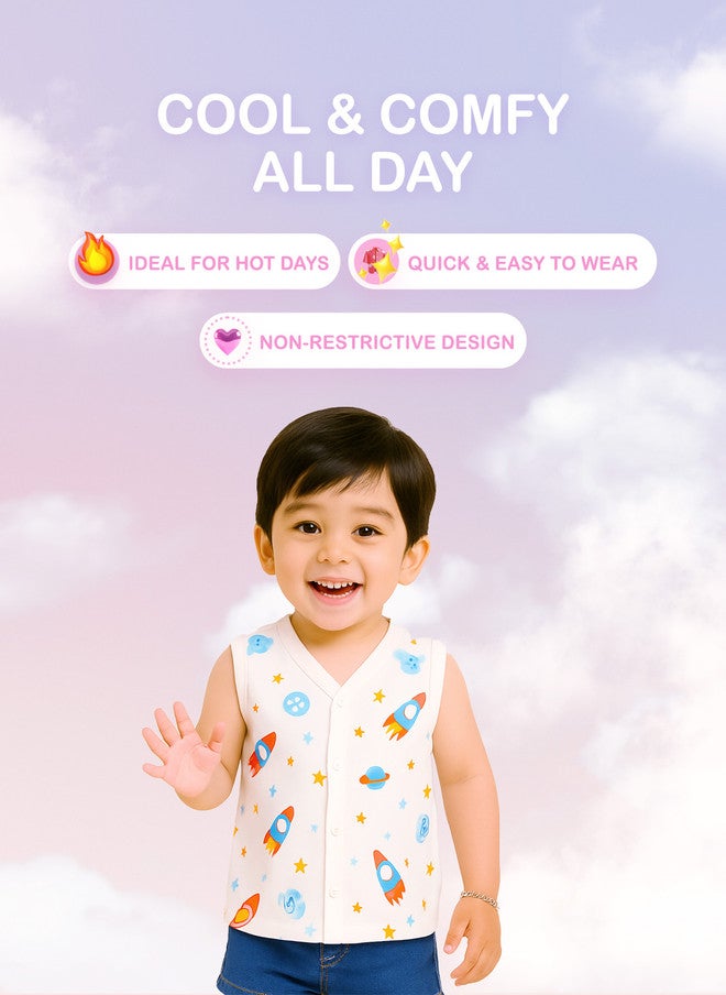 Kidbea سترة جابلا للأطفال من كيدبيا بطبعة فضائية - تصميم مريح بدون أكمام - Image 5