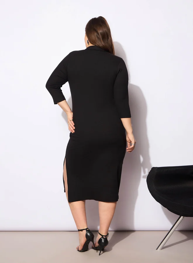 SASSAFRAS Polo Neck Midi Dress