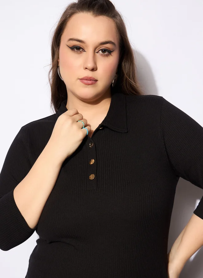 SASSAFRAS Polo Neck Midi Dress
