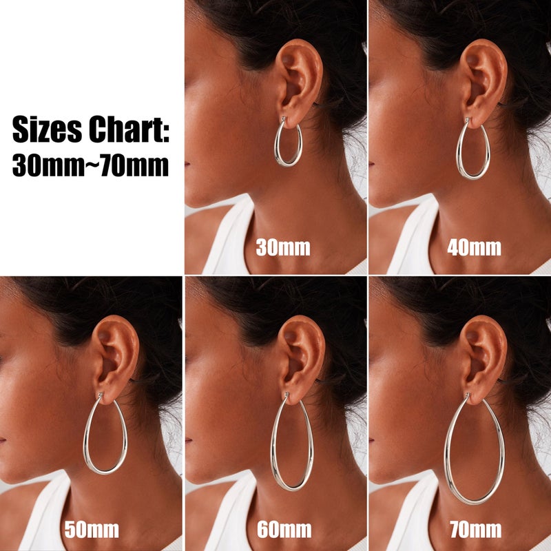 Gacimy Silver Chunky Hoop Earrings For Women  14K White Gold Plated Oval Hoop Medium Earrings With 925 Sterling Silver Post  40Mm White Gold - Image 5