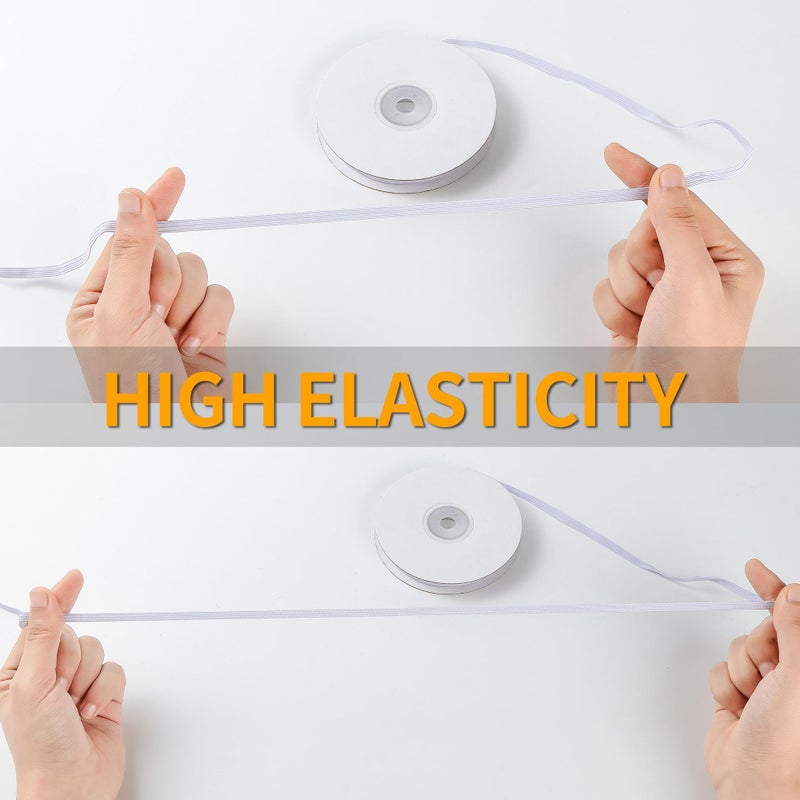 XKDOUS 1/4 Inch 11 Yards Elastic Band for Sewing, White Knit Elastic Bands Cord for Sewing Waistband and Pants Waist, High Elasticity - Image 4