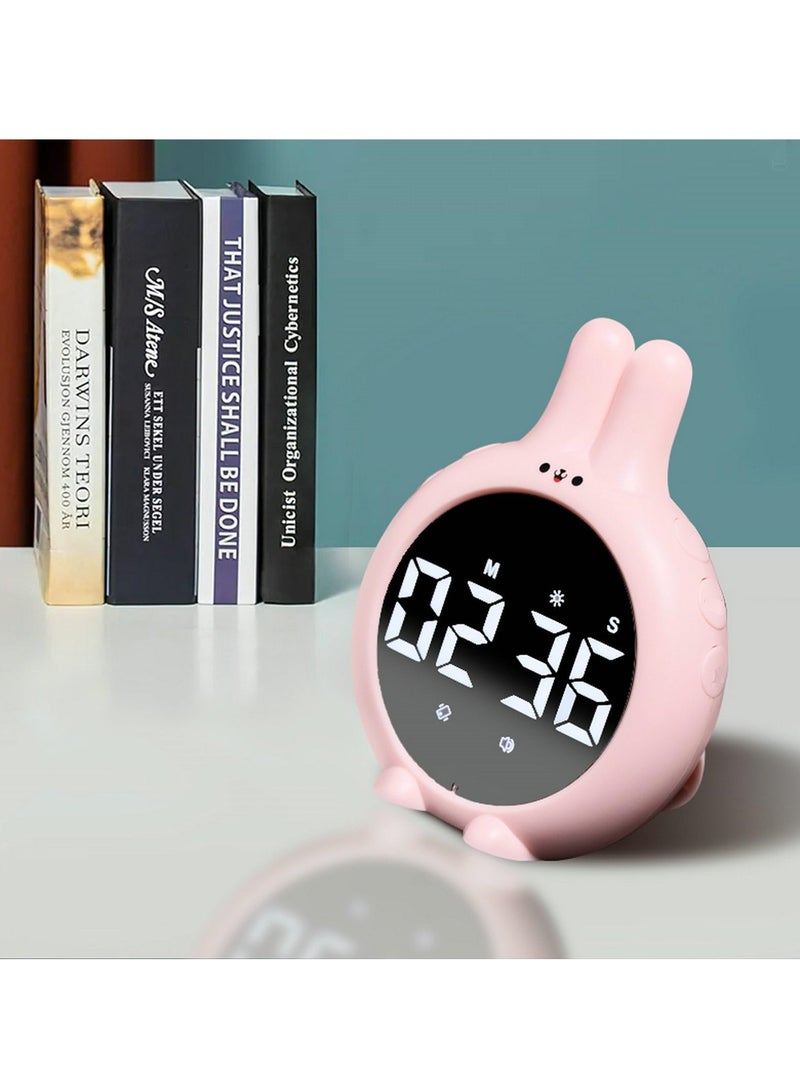 مؤقت مطبخ بأرنب لطيف مع شاشة LED كبيرة، عد تنازلي لمدة 99 دقيقة وتنبيه اهتزازي، مثالي للطهي، الخبز والمزيد باللون الوردي - Image 4