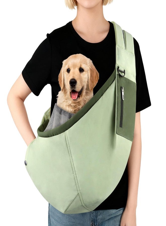 Bartuke Dog Carrier Sling, Hands Free Pet Sling Carriers for Small Dogs and Cats, Thick Padded Shoulder Strap Adjustable Dog Carriers with Storage Pocket, Water-Resistant Puppy Carrier Purse, Green - Image 1