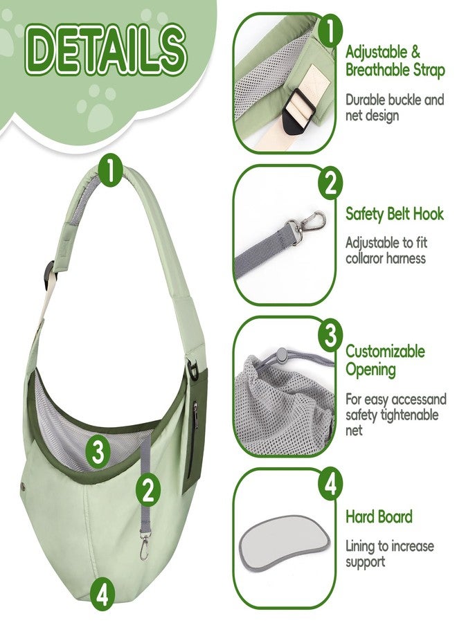Bartuke Dog Carrier Sling, Hands Free Pet Sling Carriers for Small Dogs and Cats, Thick Padded Shoulder Strap Adjustable Dog Carriers with Storage Pocket, Water-Resistant Puppy Carrier Purse, Green - Image 5