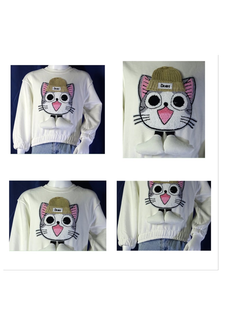 SHELTER "Girls' long-sleeve Turkish made T-shirt with a beautiful design from the Shelter collection, 35568." - Image 1