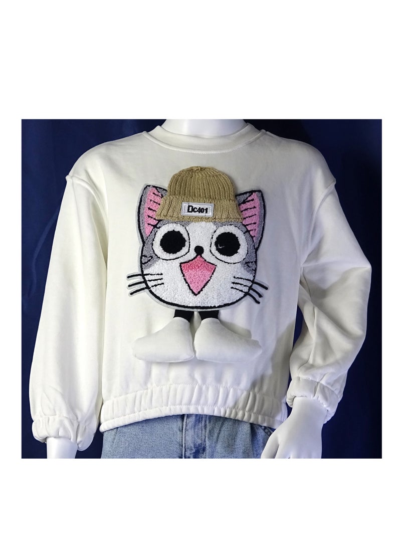 SHELTER "Girls' long-sleeve Turkish made T-shirt with a beautiful design from the Shelter collection, 35568." - Image 2
