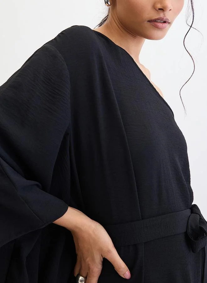 Femmella Femmella Black One Shoulder Asymmetric Midi Dress