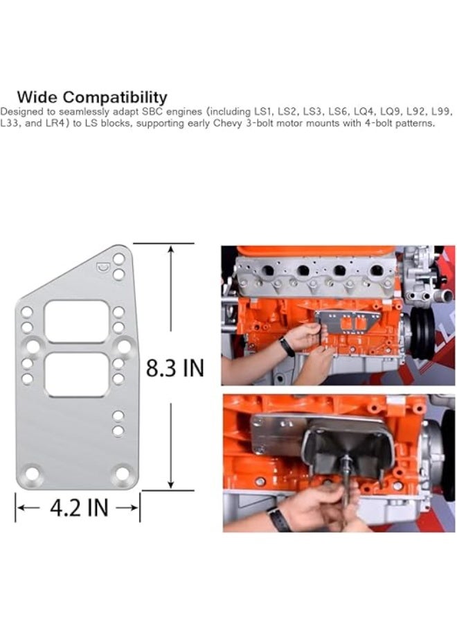 Moker for LS Conversion Plates Adjustable - Billet Aluminum, Universal Swap Bracket Small Block for SBC Vehicle to LS Engine LS1 LS3 LS2 LQ4 LQ9 LS6 L92 L99 L33 LR4 - Image 3