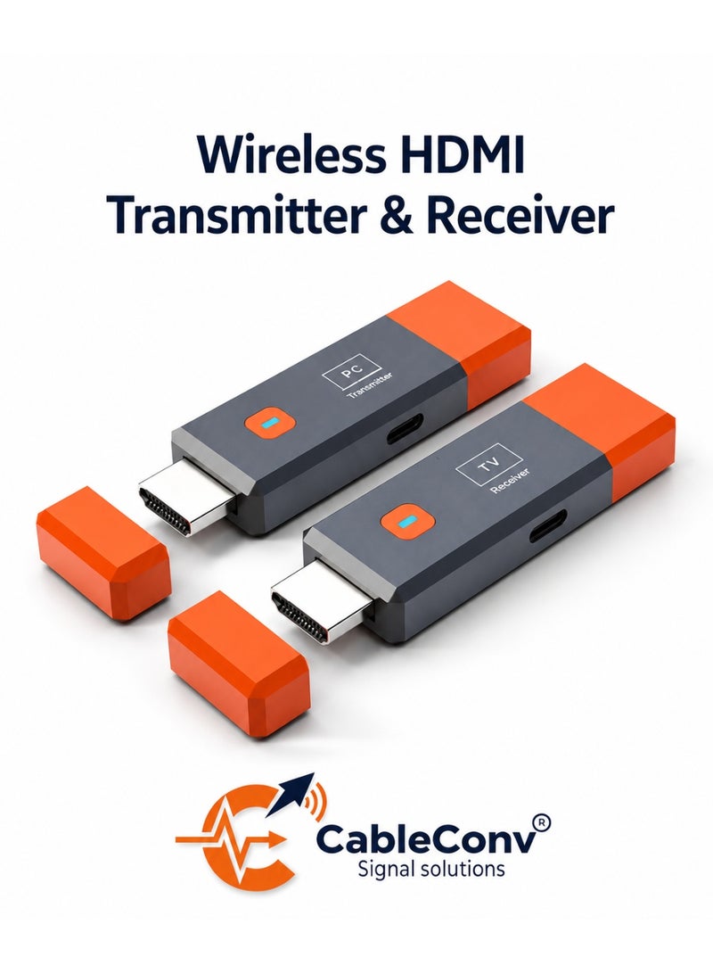 ​كابل كونف جهاز إرسال واستقبال HDMI لاسلكي بمدى 50 مترًا | موسع HDMI سهل الاستخدام | بث عالي الدقة 1080P | زمن استجابة منخفض | لا يتطلب واي فاي | يعمل عبر منفذ USB - Image 1
