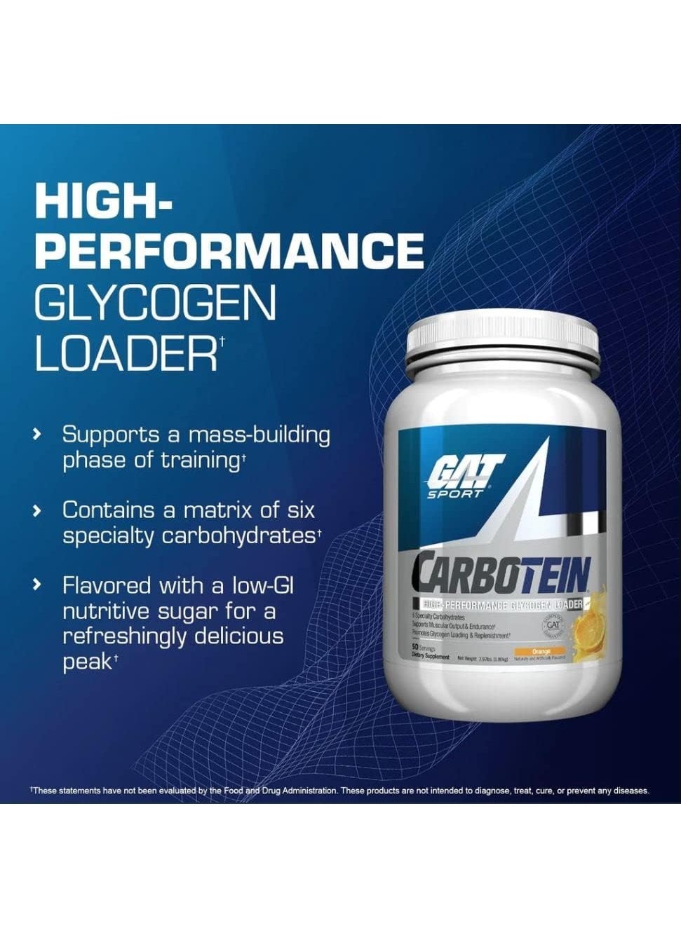 Gat, Carbotein, High Performance Glycogen Loader, Orange, 3.97 Lbs (1.8 Kg)