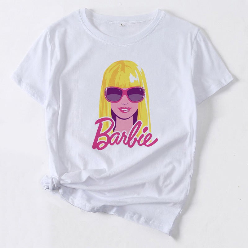 Barbie Barbie Cartoon Print Short Sleeve T-Shirt Women Top Wish Sale - Image 5