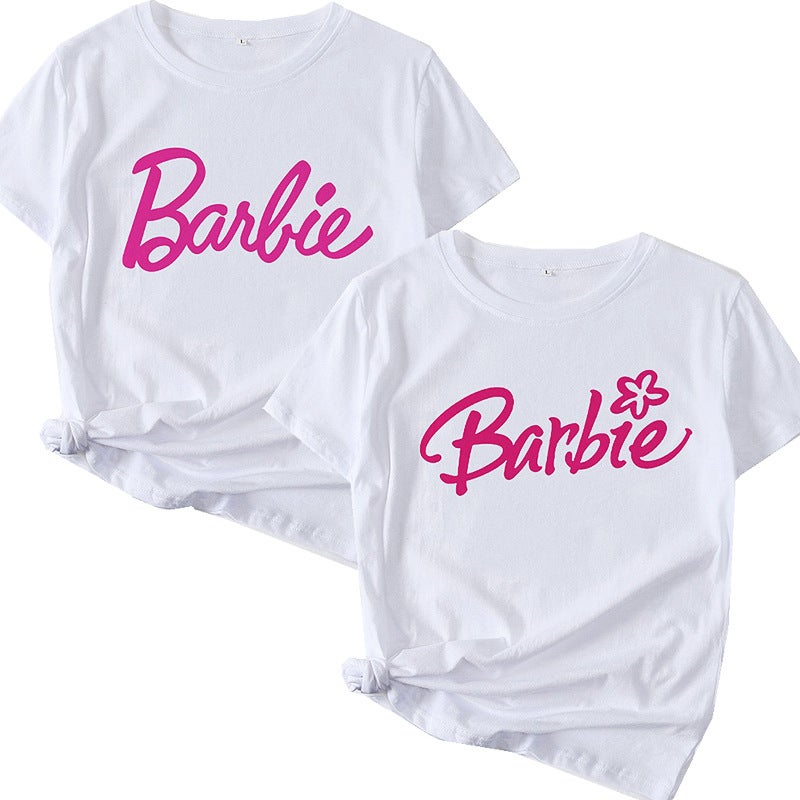 Barbie Barbie Cartoon Print Short Sleeve T-Shirt Women Top Wish Sale - Image 2