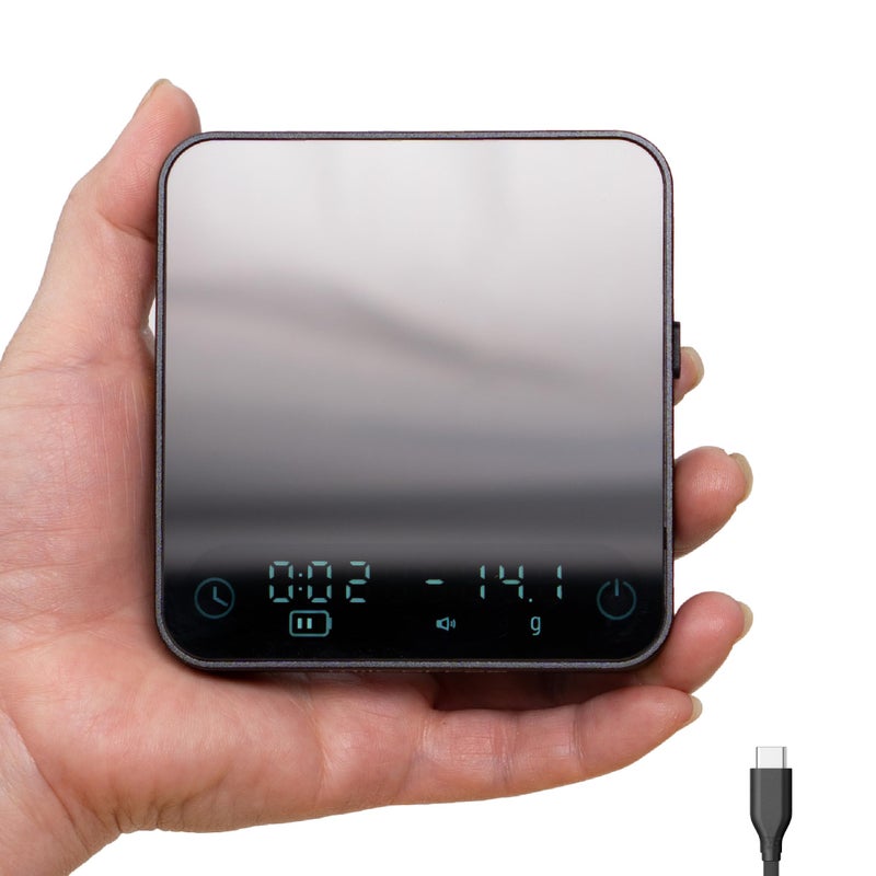 MiiCoffee Minipress Coffee Scale Auto Timer for Espresso and PourOver Coffee Aluminum Body  Glass Top