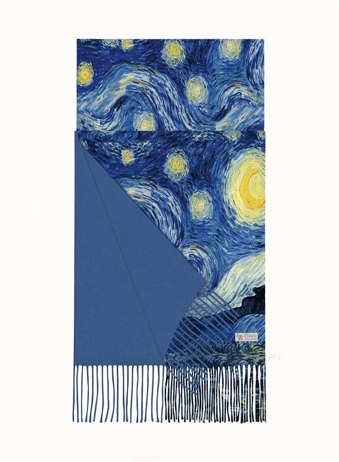 VIUJUH Pashmina Soft Cashmere Feel Scarf For Women Elegant Large Winter Warm Scarves,Van Gogh Gifts, Shawl Wraps for Women,Shawl Wrap Gifts Monet Klimt Van Gogh's Art Printed (Van Gogh) - Image 5