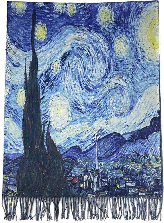 VIUJUH Pashmina Soft Cashmere Feel Scarf For Women Elegant Large Winter Warm Scarves,Van Gogh Gifts, Shawl Wraps for Women,Shawl Wrap Gifts Monet Klimt Van Gogh's Art Printed (Van Gogh) - Image 2