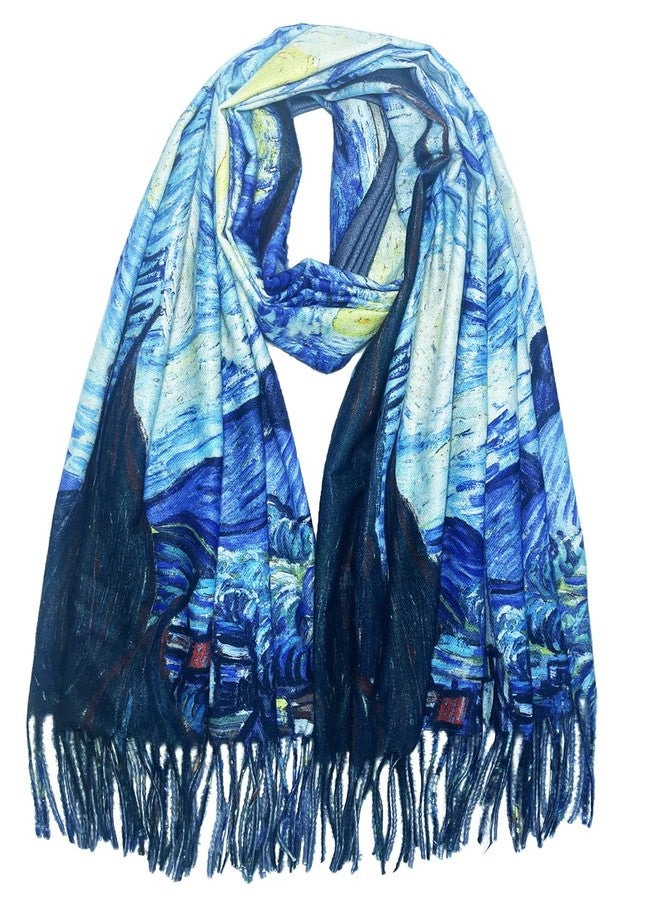 VIUJUH Pashmina Soft Cashmere Feel Scarf For Women Elegant Large Winter Warm Scarves,Van Gogh Gifts, Shawl Wraps for Women,Shawl Wrap Gifts Monet Klimt Van Gogh's Art Printed (Van Gogh) - Image 1