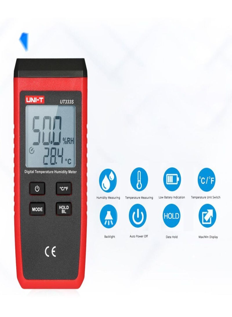 مقياس درجة الحرارة والرطوبة المصغر UNI-T UT333S مع شاشة LCD رقمية ووحدة قياس °C/°F - Image 3
