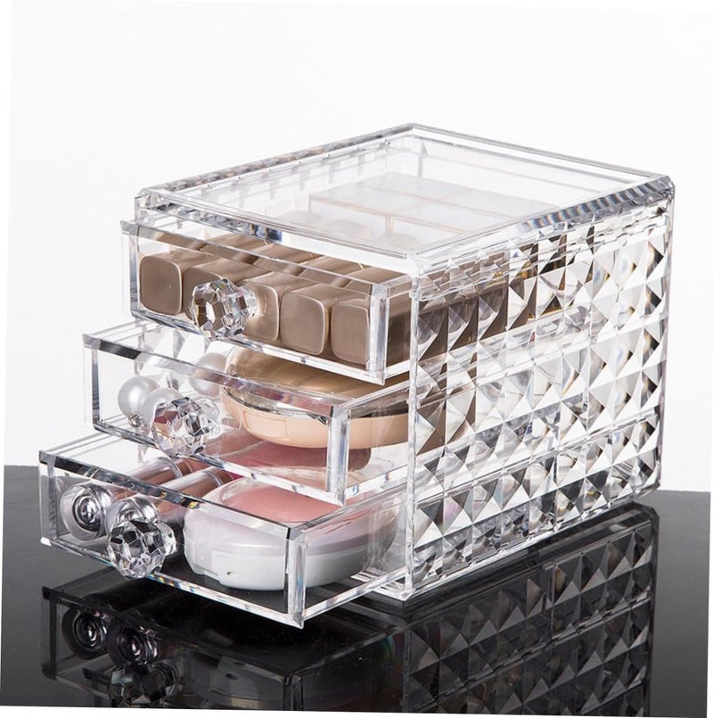 LABRIMP Acrylic Cosmetic Storage Drawer Large Capacity Diamond Pattern Makeup Organizer with Drawers for Vanity Tabletop and Bathroom Use - Image 5