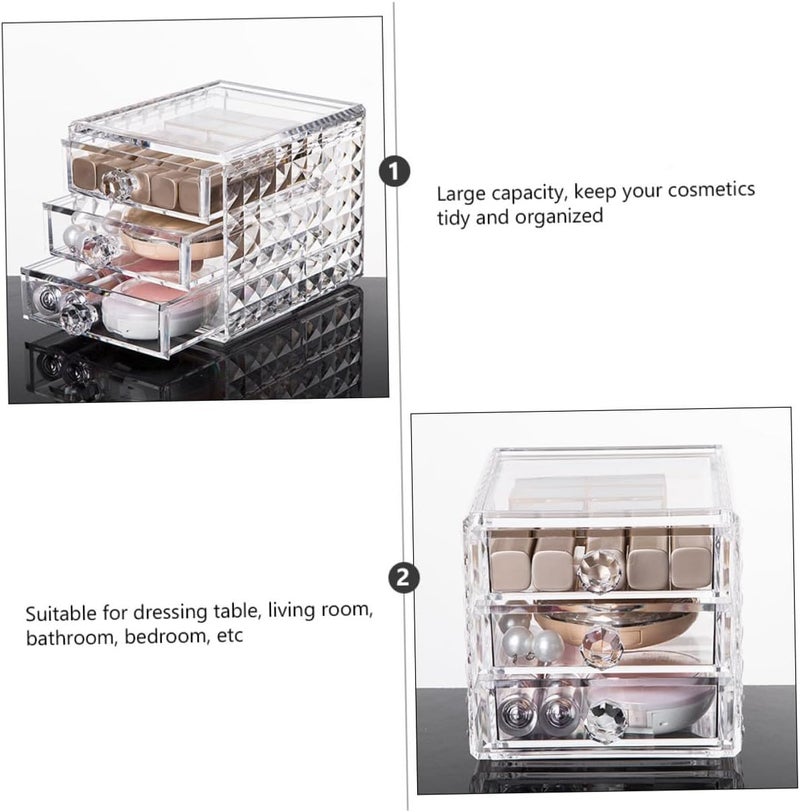 LABRIMP Acrylic Cosmetic Storage Drawer Large Capacity Diamond Pattern Makeup Organizer with Drawers for Vanity Tabletop and Bathroom Use - Image 4