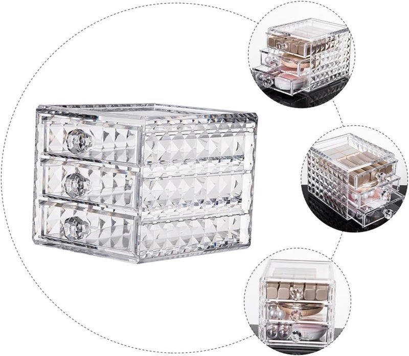 LABRIMP Acrylic Cosmetic Storage Drawer Large Capacity Diamond Pattern Makeup Organizer with Drawers for Vanity Tabletop and Bathroom Use - Image 3