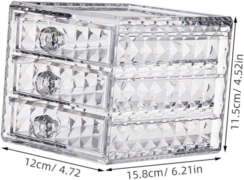 LABRIMP Acrylic Cosmetic Storage Drawer Large Capacity Diamond Pattern Makeup Organizer with Drawers for Vanity Tabletop and Bathroom Use - Image 2