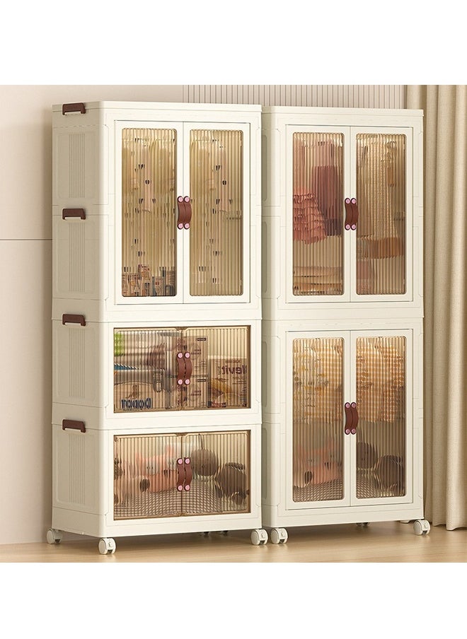 إيه تي إم خزانة تخزين بلاستيكية متعددة الطبقات مع أبواب وعجلات - 55 × 32 × 125 سم  - Image 2