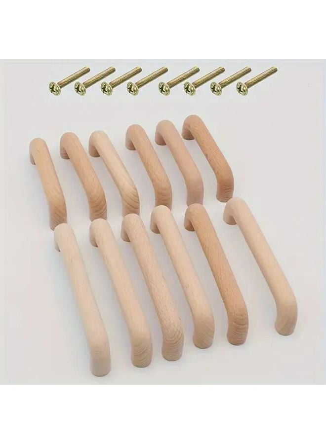 10pcs Solid Wood Handles Hole Spacing 128mm For Furniture Wardrobes Drawers - Image 1