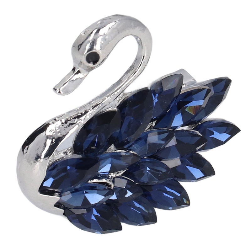 Brooch Swan Shape Premium Alloy Unique Design Exquisite Highly Durable Eye Catching Blue Brooch for Party Dating Wedding - Image 4