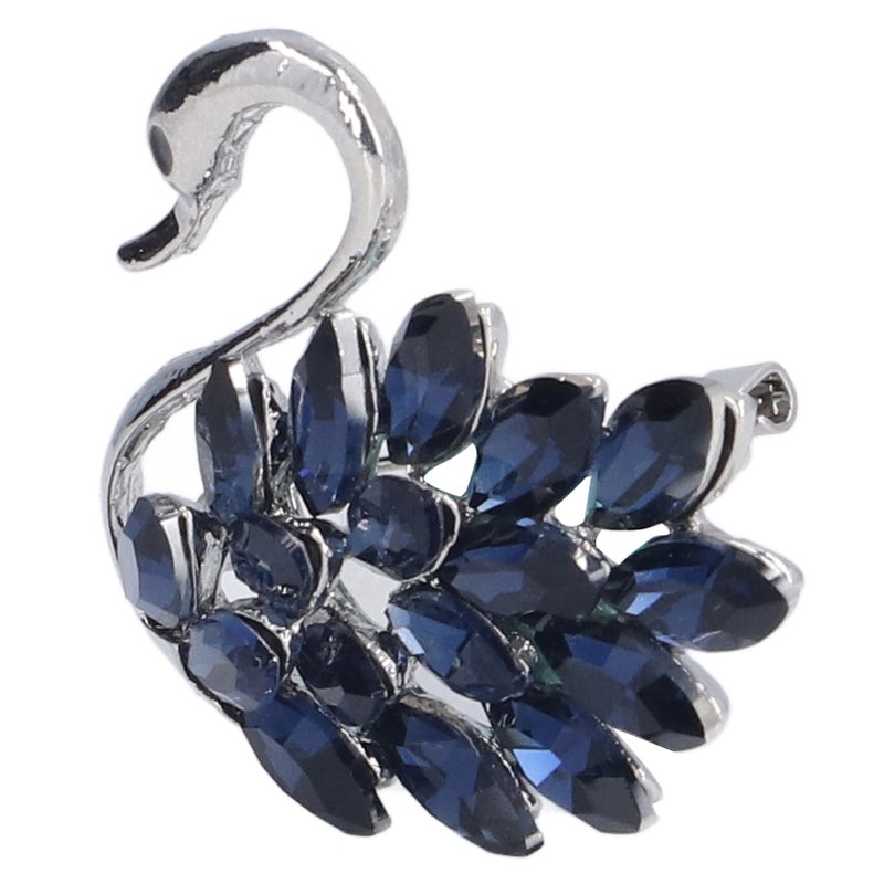 Brooch Swan Shape Premium Alloy Unique Design Exquisite Highly Durable Eye Catching Blue Brooch for Party Dating Wedding - Image 2