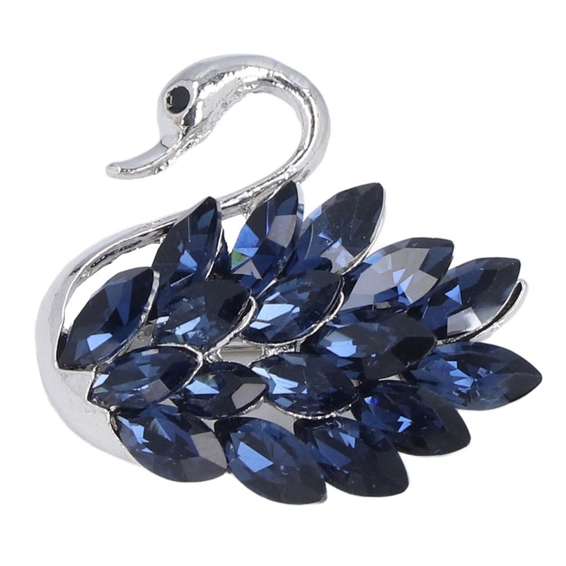 Brooch Swan Shape Premium Alloy Unique Design Exquisite Highly Durable Eye Catching Blue Brooch for Party Dating Wedding - Image 3