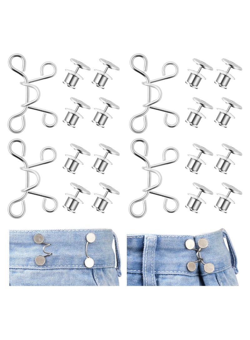 SUNSAR 24 Pieces Detachable and Reusable Pant Waist Tightener - No Sewing Required, Adjustable Waist Buckle Extender for Loose Jeans (4 Set) - Image 1