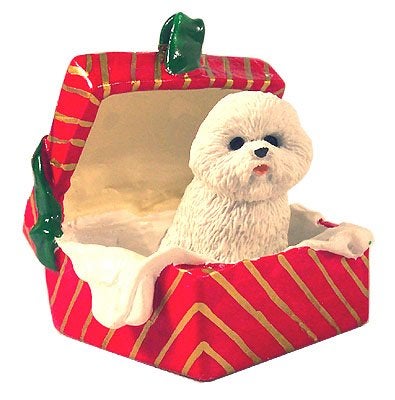 Conversation Concepts Bichon Frise Dogs Red Gift Box Christmas Ornament - Image 1