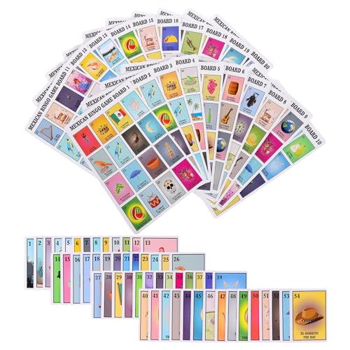 Ambercalm Mexican Bingo Games in Spanish English for 20 PlayersMillennial Bilingual Puerto Rico Game CardsBaraja Mexicana Juegos para Baby ShowerSchoolsCinco de Mayo and Mexican Party - Image 1