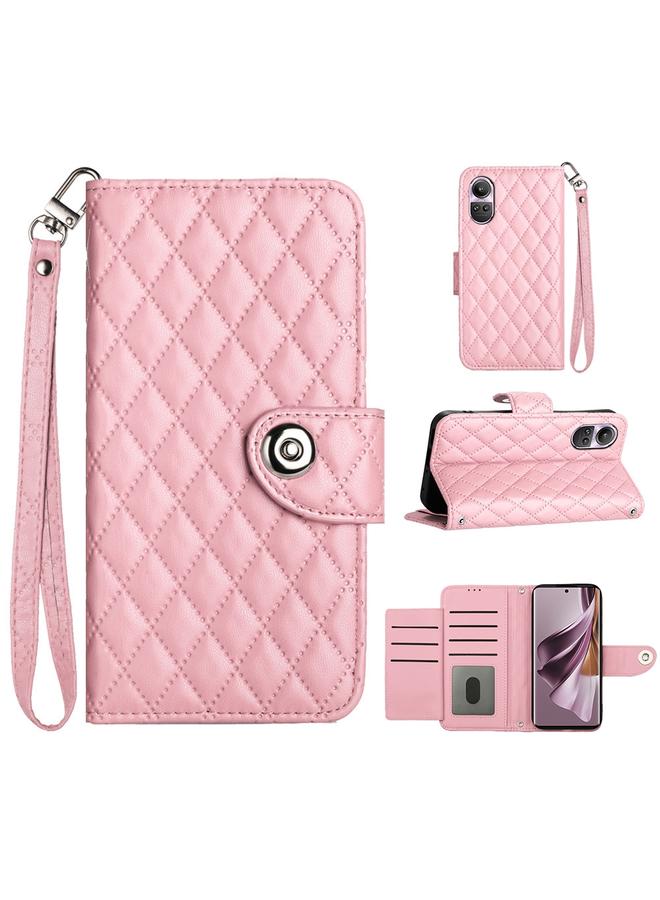 S-TOP Case For OPPO Reno10 / Reno10 Pro Global Rhombic Texture Flip Leather Phone Case with Lanyard - Image 1