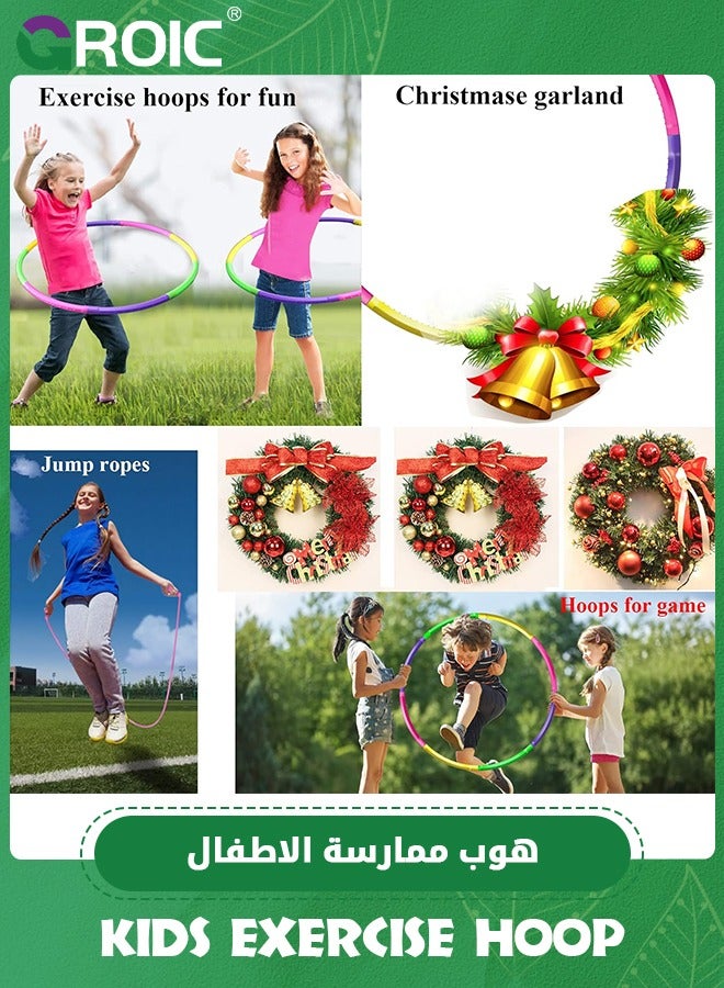 GROIC 2 حزمة من طوق التمرين القابل للتعديل وحبل القفز للأطفال، طوق لعبة اللياقة البدنية للأطفال قابل للفصل، معدات خفة الحركة للكلاب، حجم قابل للتعديل وطول قابل للفصل لعبة الطوق - Image 2