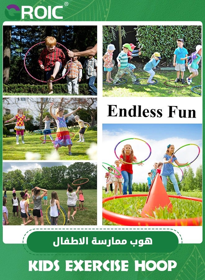 GROIC 2 حزمة من طوق التمرين القابل للتعديل وحبل القفز للأطفال، طوق لعبة اللياقة البدنية للأطفال قابل للفصل، معدات خفة الحركة للكلاب، حجم قابل للتعديل وطول قابل للفصل لعبة الطوق - Image 3