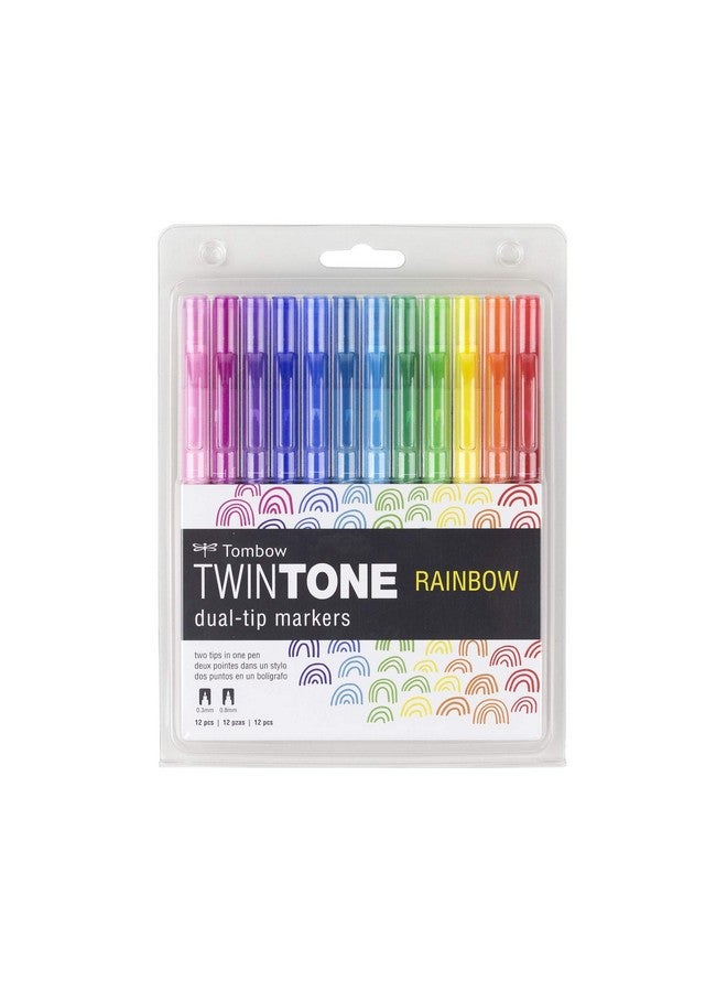 Tombow 61526 Twintone Marker Set, Rainbow, 12-Pack. Double-Sided Markers Perfect For Planners, Journals, Doodling, And More!  - Image 1