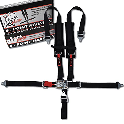 AAAA Aces Racing 5 Point Harness (Pair) Polaris Canam With Bypass plug (Black, 5 Point) - Image 3